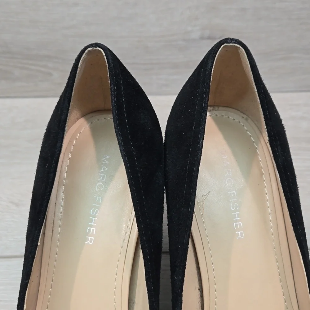 Marc Fisher Women Garlan Leather Square Toe Heels Sandals shoes sz 8.5M